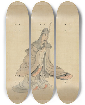 Triptych art skateboard deck of Chen Hongshou Portrait Of Tao Yuanming by Chen Hongshou (1598-1652)