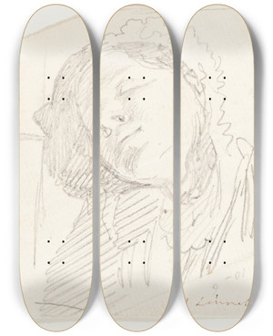 Triptych art skateboard deck of John Linnell A Woman Resting by John Linnell (1792-1882)