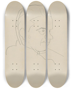 Triptych art skateboard deck of Mikul Galanda Sketchbook With Various Studies_7 by Mikulas Galanda (1895-1938)