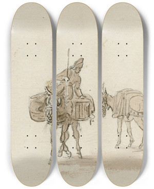 Triptych art skateboard deck of Otto Howen Ruiter Op Een Ezel Een Tweede Ezel by Otto Howen (1774-1848) Triptych art skateboard deck of Otto Howen Ruiter Op Een Ezel Een Tweede Ezel by Otto Howen (1774-1848)