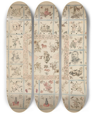 Triptych art skateboard deck of American 20Th Century Quilt_1 by American 20Th Century Triptych art skateboard deck of American 20Th Century Quilt_1 by American 20Th Century