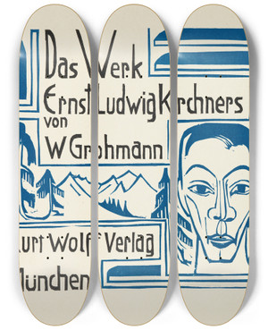 Triptych art skateboard deck of Ernst Ludwig Kirchner Grohmann Das Werk Ernstludwig Kirchners by Ernst Ludwig Kirchner (1880-1938)