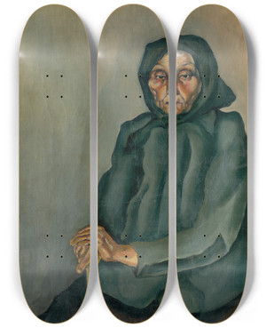 Triptych art skateboard deck of Kontantn Bauer Old Age by Konstantin Bauer (1893-1928)