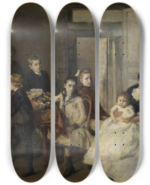 Triptych art skateboard deck of Theo Van Rysselberghe The Children Of Franois Van Rysselberghe by Theo Van Rysselberghe (1862-1926)