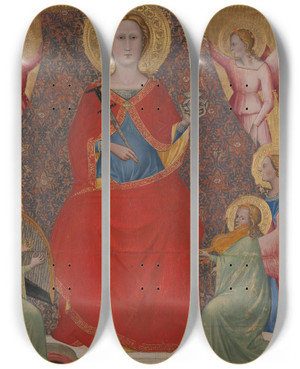 Triptych art skateboard deck of Giovanni Di Bartolomeo Cristiani Saint Lucyenthroned by Giovanni Di Bartolomeo Cristiani (1340-1398)