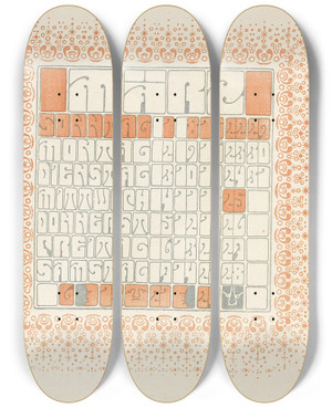 Triptych art skateboard deck of Alfred Roller Mrz by Alfred Roller (1864-1935)