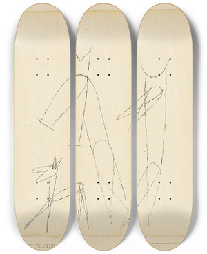Triptych art skateboard deck of Paul Klee Spaziergang by Paul Klee (1879-1940)