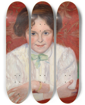 Triptych art skateboard deck of Hugo Simberg Portrait Of Inge Simberg by Hugo Simberg (1873-1917)