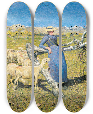 Triptych art skateboard deck of Giovanni Segantini High Noon In The Alps by Giovanni Segantini (1858-1899) Triptych art skateboard deck of Giovanni Segantini High Noon In The Alps by Giovanni Segantini (1858-1899)