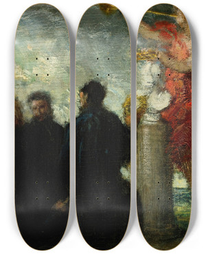 Triptych art skateboard deck of Henri Fantinlatour Hommage Eugne Delacroix by Henri Fantin-Latour (1836-1904)