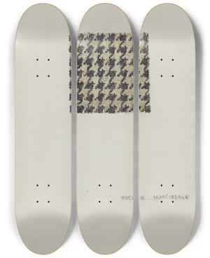 Triptych art skateboard deck of Esther Martindale Wool Cloth by Esther Martindale