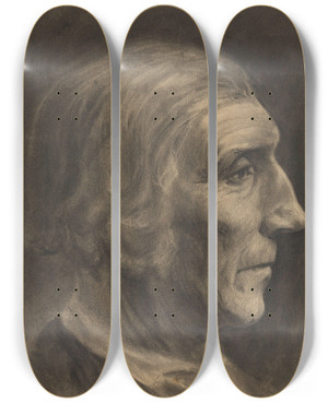 Triptych art skateboard deck of Gustav Wentzel Old Man by Gustav Wentzel (1859-1927)