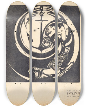 Triptych art skateboard deck of Jac Jongert Het Anker_1 by Jac Jongert (1883-1942)