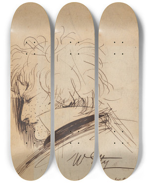 Triptych art skateboard deck of William Edward Frost William Etty by William Edward Frost (1810-1877)