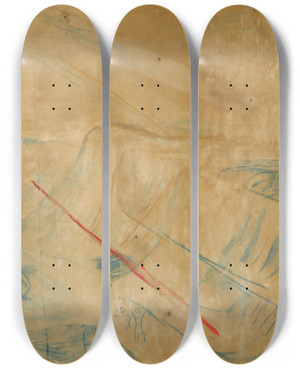 Triptych art skateboard deck of Edvard Munch Sun Rays by Edvard Munch (1863-1944)