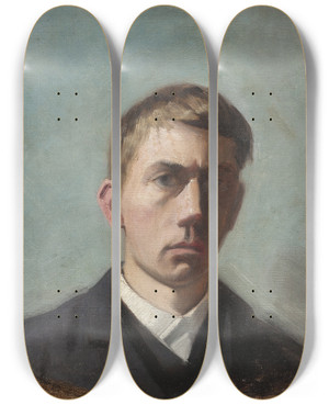 Triptych art skateboard deck of Eugne Jansson Selfportrait_3 by Eugene Jansson (1862-1915)