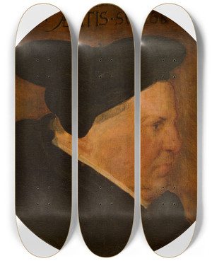 Triptych art skateboard deck of Frans Pourbus The Elder Frans Sonnius Bishop Of Antwerp by Frans Pourbus The Elder (1523-1584)