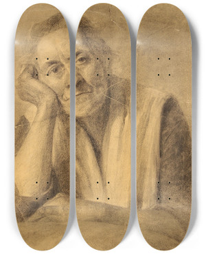 Triptych art skateboard deck of Lilly Walther Naise Portree by Lilly Walther (1866-1946)
