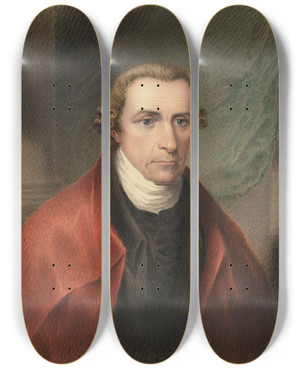 Triptych art skateboard deck of James Barton Longacre Patrick Henry by James Barton Longacre (1794-1869)