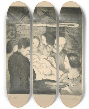 Triptych art skateboard deck of Mikul Galanda Narodil Sa by Mikulas Galanda (1895-1938)