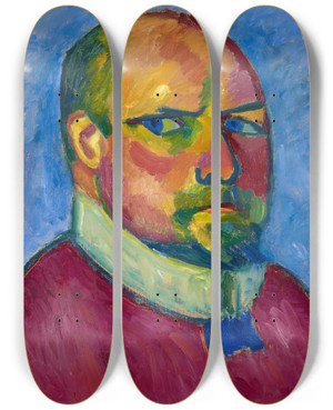 Triptych art skateboard deck of Alexej Von Jawlensky Selfportrait by Alexej Von Jawlensky (1864-1941)