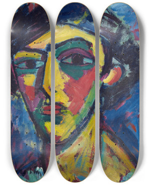 Triptych art skateboard deck of Alexej Von Jawlensky Head Of A Youth by Alexej Von Jawlensky (1864-1941)