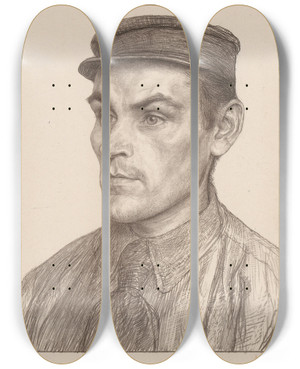 Triptych art skateboard deck of Jan Veth Portret Van Adrianus Ravestein by Jan Veth (1864-1925)
