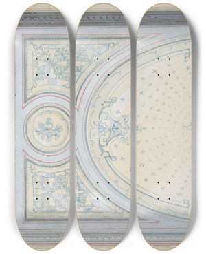Triptych art skateboard deck of Julesedmondcharles Lachaise Design For The Decoration Of A Ceiling_2 by Jules-Edmond-Charles Lachaise (1897)