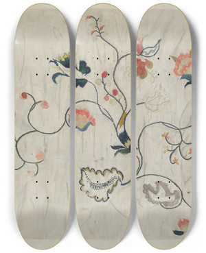 Triptych art skateboard deck of Mildred E Bent Bedspread Detail_2 by Mildred E Bent