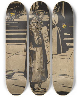 Triptych art skateboard deck of William Nicholson Sandwichman_2 by William Nicholson (1872-1949) Triptych art skateboard deck of William Nicholson Sandwichman_2 by William Nicholson (1872-1949)