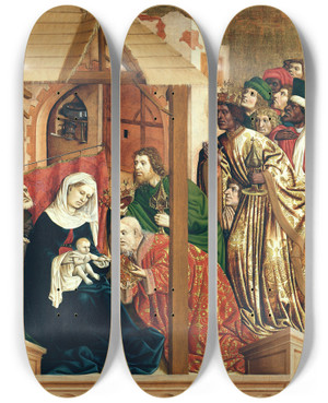 Triptych art skateboard deck of Hans Multscher Adoration Of The Magi The Wings Of The Wurzach Altar by Hans Multscher (1400-1467)