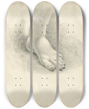 Triptych art skateboard deck of David Humbert De Superville Een Linkervoet by David Humbert De Superville (1770-1849)