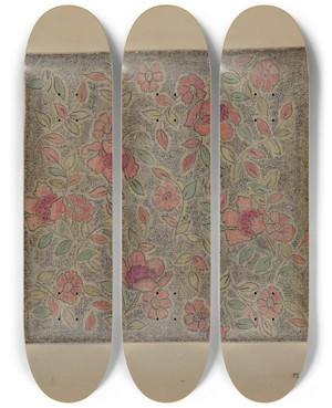 Triptych art skateboard deck of Marie Lutrell Calico_1 by Marie Lutrell