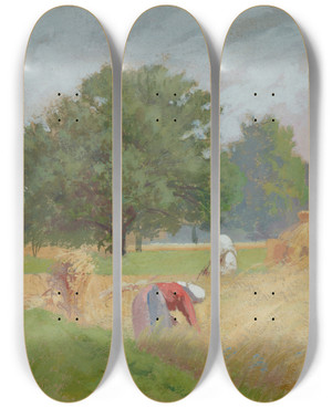 Triptych art skateboard deck of Ambroy Sabatowski Three Moments Triptych Noon by Ambrozy Sabatowski (1871-1920)