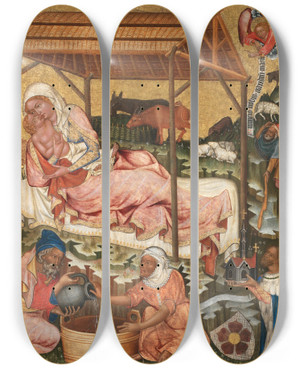 Triptych art skateboard deck of Master Of Vy Brod Nativity Of Jesus by Master of Vy Brod (14-)