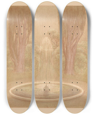 Triptych art skateboard deck of Simon Moulijn Fontein by Simon Moulijn (1866-1948)