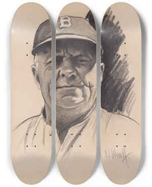 Triptych art skateboard deck of Samuel Johnson Woolf Wilbert Robinson by Samuel Johnson Woolf (1880-1948)