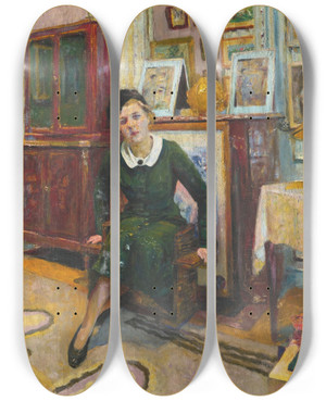 Triptych art skateboard deck of Douard Vuillard La Comtesse Lanskoy by douard Vuillard (1868-1940)