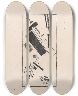 Triptych art skateboard deck of Kazimir Malevich Dynamic Suprematism_2 by Kazimir Malevich (1879-1935)