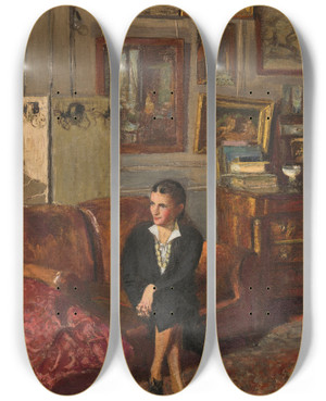 Triptych art skateboard deck of Douard Vuillard Portrait De Madame Jeanhenri Adam by douard Vuillard (1868-1940)