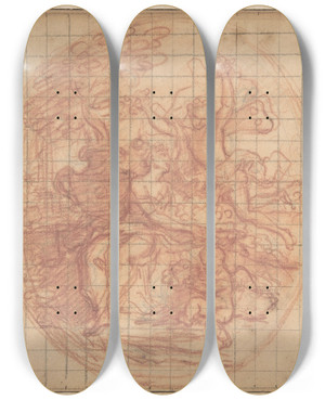 Triptych art skateboard deck of Antoine Coypel Zephyr And Flora by Antoine Coypel (1661-1722)
