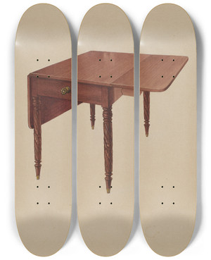 Triptych art skateboard deck of Howard Weld Dining Room Table by Howard Weld