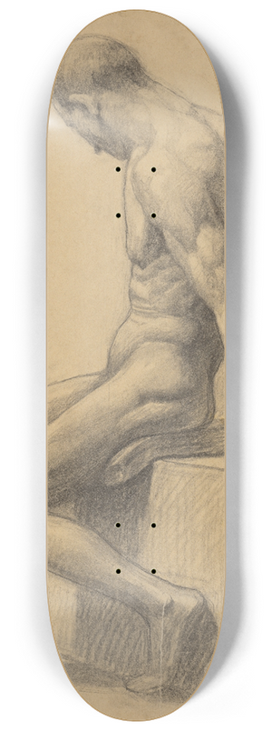 Emil Alexay-Olexk - Study of a Seated Man 8.25 inch art skate deck
