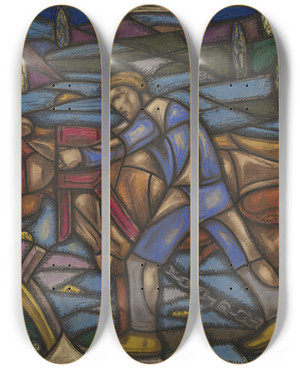 Triptych art skateboard deck of Richard Nicolas Roland Holst Ontwerp Voor Raam In Het Nederlands Paviljoen Op De Tentoonstelling Arts Dcoratifs Te Parijs 1925_1 by Richard Nicolaus Roland Holst (1868-1938)
