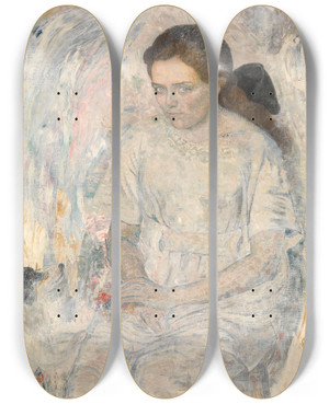 Triptych art skateboard deck of Gustave Van De Woestijne Adrienne by Gustave Van De Woestijne (1881-1947)