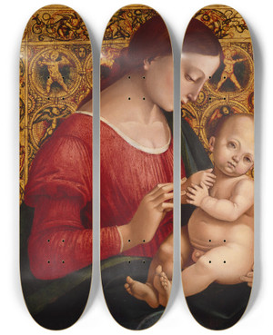 Triptych art skateboard deck of Luca Signorelli Madonna And Child by Luca Signorelli (1470-1523)