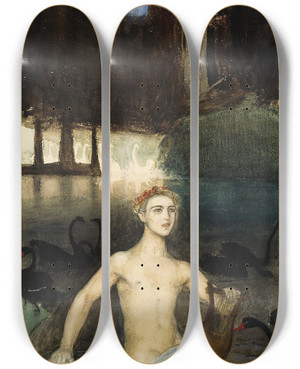 Triptych art skateboard deck of Magnus Enckell Fantasy by Magnus Enckell (1870-1925)