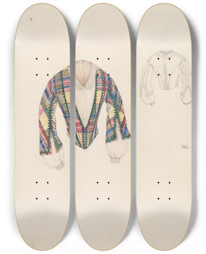 Triptych art skateboard deck of Arelia Arbo Jacket by Arelia Arbo