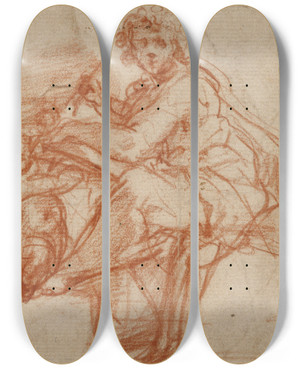 Triptych art skateboard deck of Correggio Saint Matthew by Correggio (1489-1534) Triptych art skateboard deck of Correggio Saint Matthew by Correggio (1489-1534)