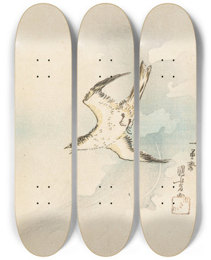 Triptych art skateboard deck of Utagawa Kuniyoshi Japanese Cuckoo by Utagawa Kuniyoshi (1797-1861)